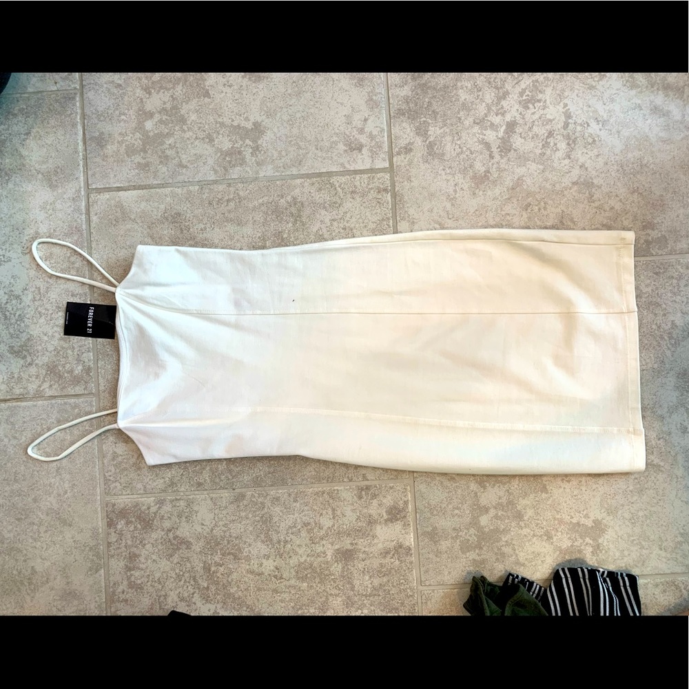 White spaghetti strap mini dress